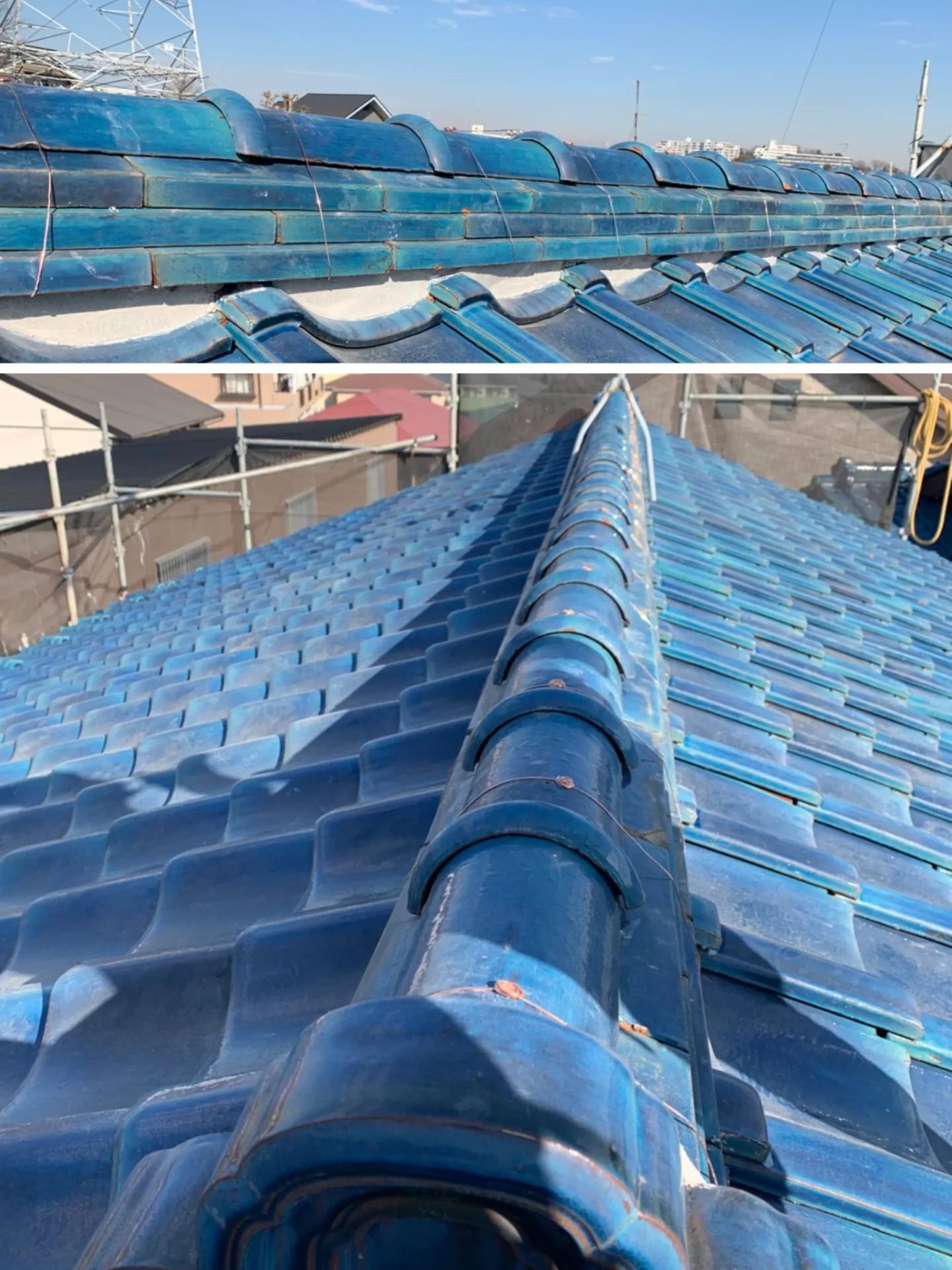 屋根工事16:瓦棟積み直し